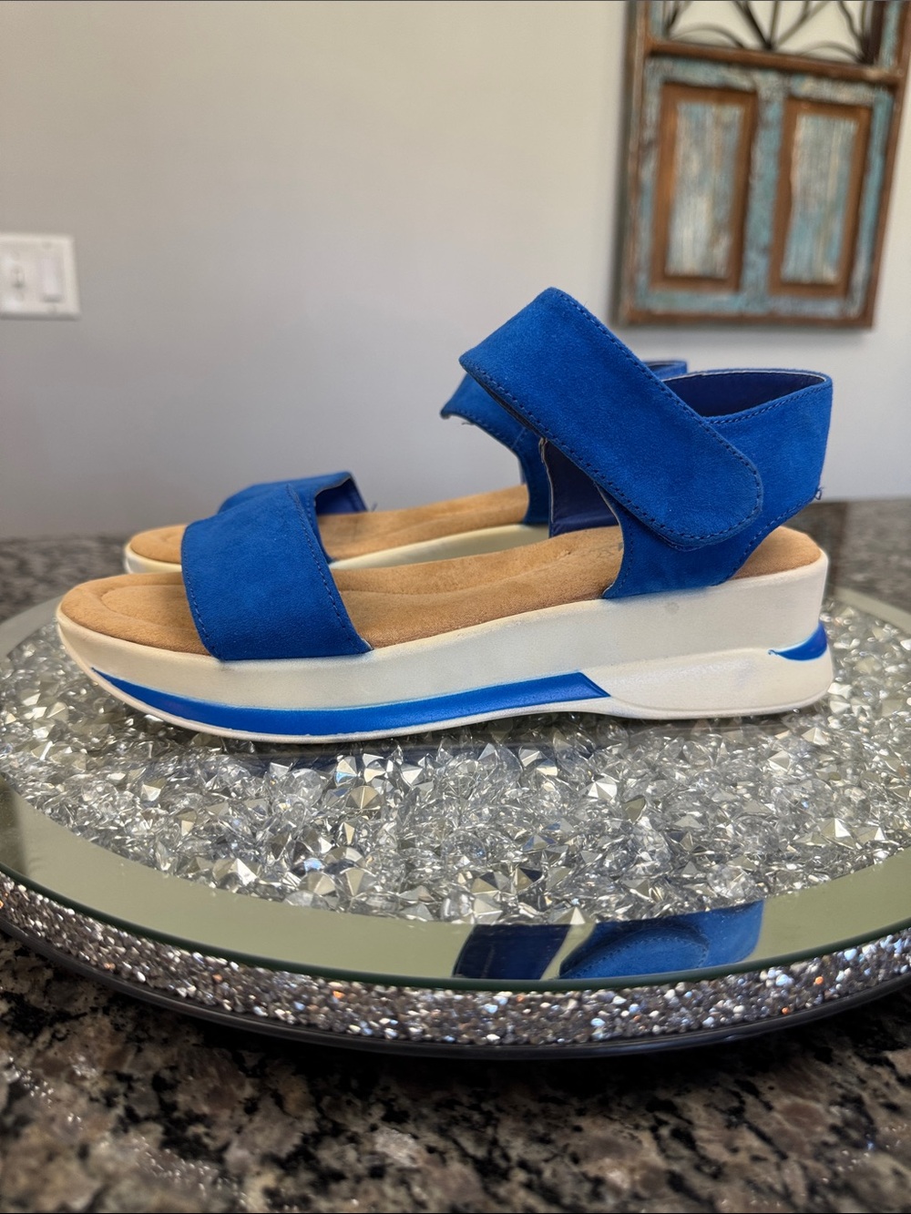 Rouge! Royal Blue Suede Platform Sandals 8